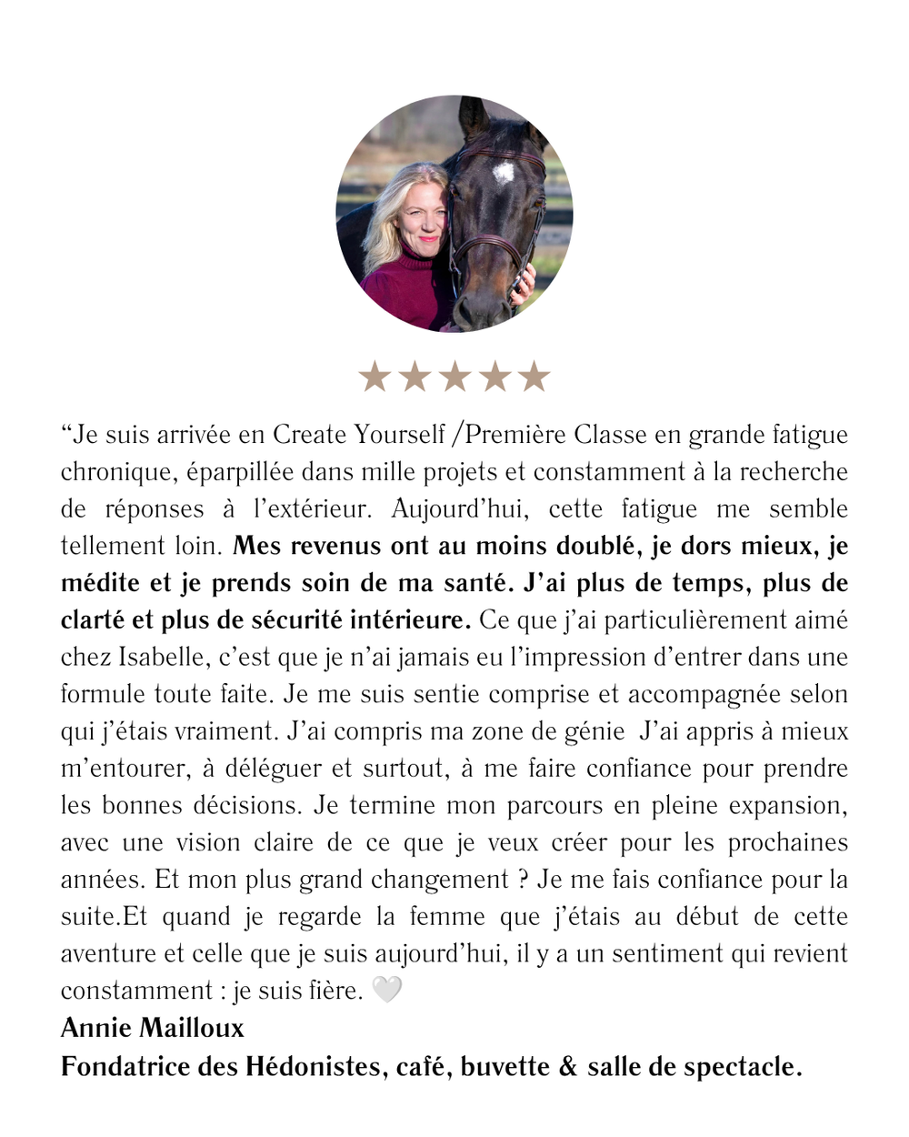 Témoignage client original 1, publié par Isa C.