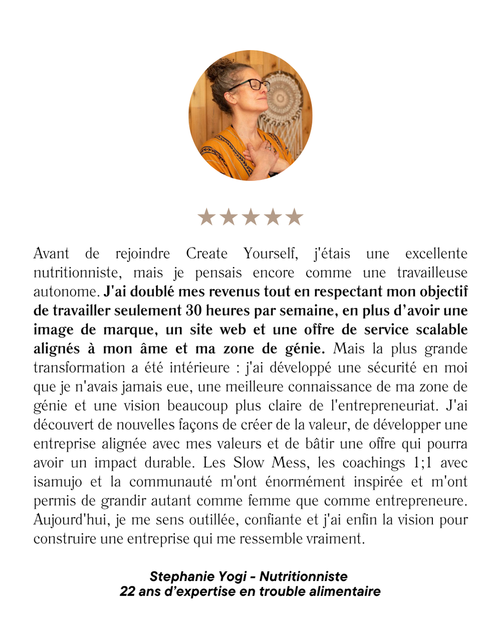 Témoignage client original 2, publié par Isa C.